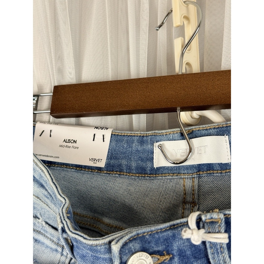 Vervet Alison Mid Rise Flare Jeans Distressed Light Wash Women Sz 28 - Picture 3 of 9